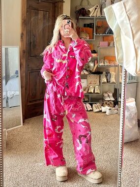 Victorias Secret Y2K Vintage Barbiecore Western Cowgirl Rodeo Flannel Pajamas